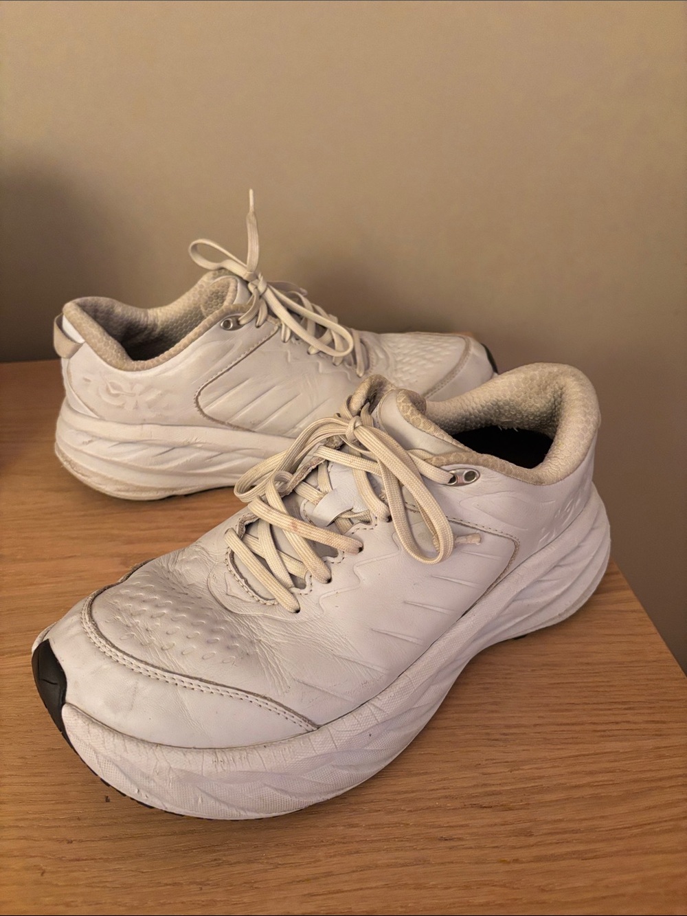 HOKA ONE ONE White Bondi Non-Marking Slip Resistant Wide Running Shoe